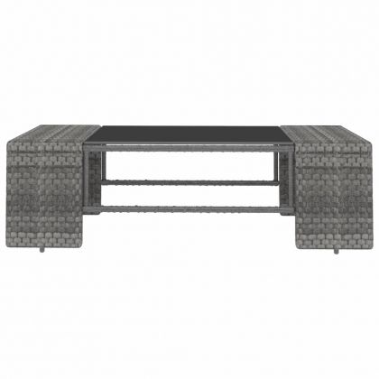 Градински лаундж комплект, 4 части, полиратан, сив