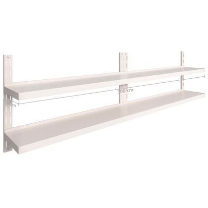 Стенни рафтове на 2 нива, 2 бр, неръждаема стомана, 300x30 см