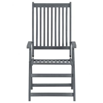 Градински комплект за хранене от 5 части (150-200) x 100 см, масивна акациева дървесина, сив