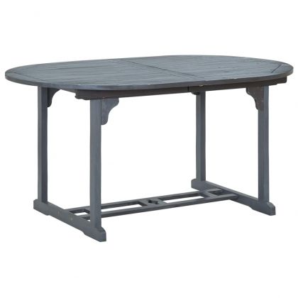 Градински комплект за хранене от 5 части (150-200) x 100 см, масивна акациева дървесина, сив