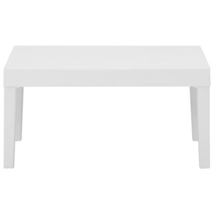 Градински лаундж комплект с възглавници 4 части пластмаса бял