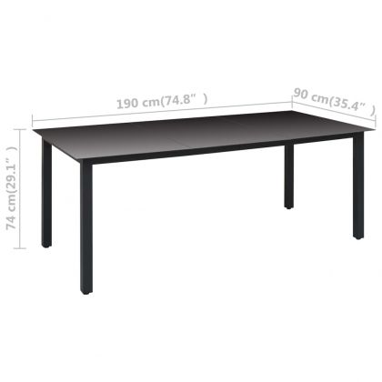 Градински трапезен комплект, 9 части, черен