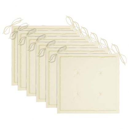 Градински столове с кремави възглавници 6 бр тиково дърво масив