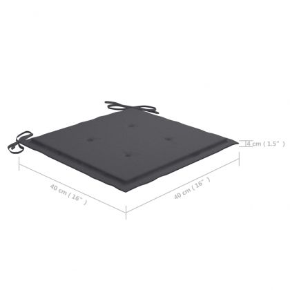 Градински столове с възглавници антрацит 4 бр тик масив