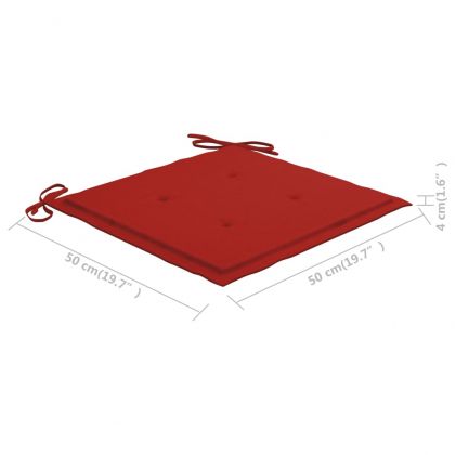 Люлеещ се стол с червена възглавница, тиково дърво масив