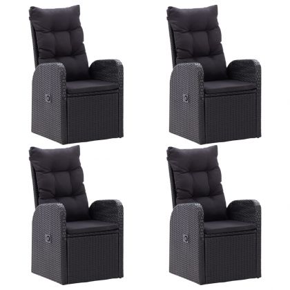 Градински трапезен комплект, 5 части, черен