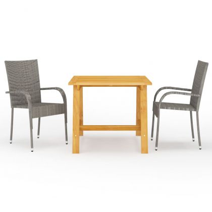 Градински трапезен комплект, 3 части, сив