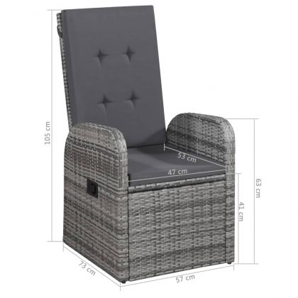 Градински трапезен комплект, 3 части, сив