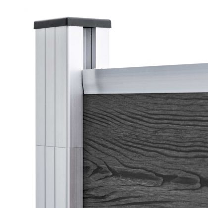 Ограден панел, WPC, 353x186 см, черен