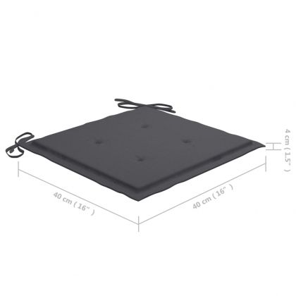 Градински столове с възглавници антрацит 8 бр тик масив