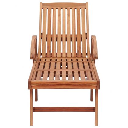 Шезлонги с кремави шалтета, 2 бр, тиково дърво масив