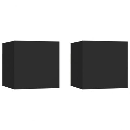 Нощни шкафчета, 2 бр, черни, 30,5x30x30 см, инженерно дърво