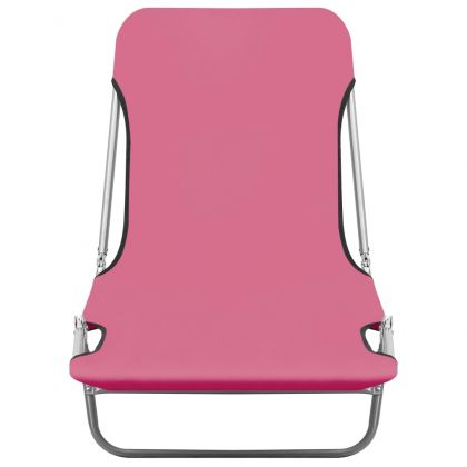 Сгъваеми шезлонги, 2 бр, стомана и текстил, розови