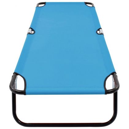 Сгъваем шезлонг, стомана, син тюркоаз