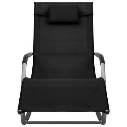 Шезлонг, textilene, черно и сиво