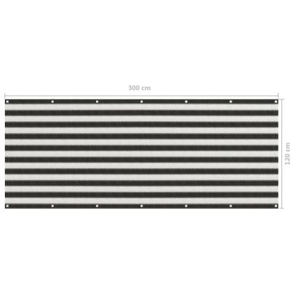 Балконски параван, HDPE, 120x300 см, антрацит и бяло
