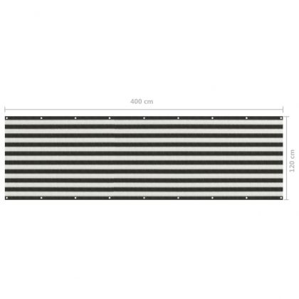 Балконски параван, HDPE, 120x400 см, антрацит и бяло