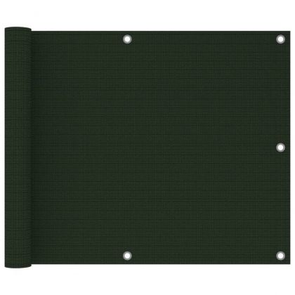 Балконски параван, тъмнозелен, 75x500 см, HDPE