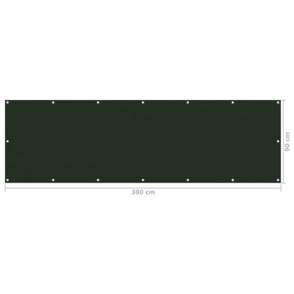 Балконски параван, тъмнозелен, 90x300 см, HDPE