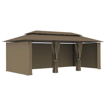 Шатра със завеси, 600x298x270 см, таупе, 180 г/м²