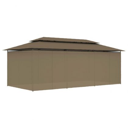Шатра със завеси, 600x298x270 см, таупе, 180 г/м²