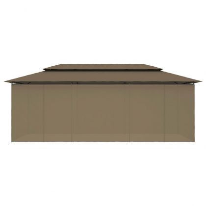 Шатра със завеси, 600x298x270 см, таупе, 180 г/м²
