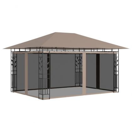 Шатра с мрежа против комари, 4x3x2,73 м, таупе, 180 г/м²