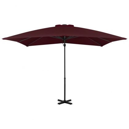Конзолен градински чадър с алуминиев прът, бордо, 250x250 см