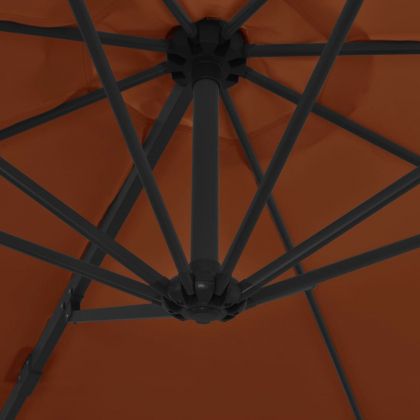 Конзолен градински чадър със стоманен прът теракота 300 см