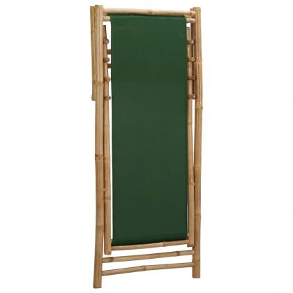 Стол шезлонг, бамбук и канава, зелен