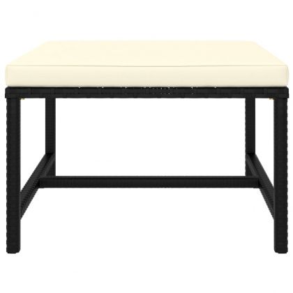 Модулна табуретка с възглавница, черна, полиратан