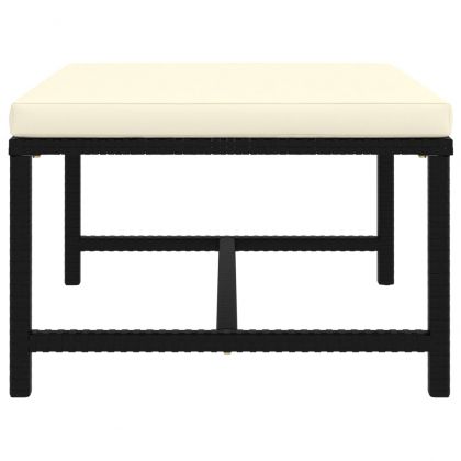 Модулна табуретка с възглавница, черна, полиратан