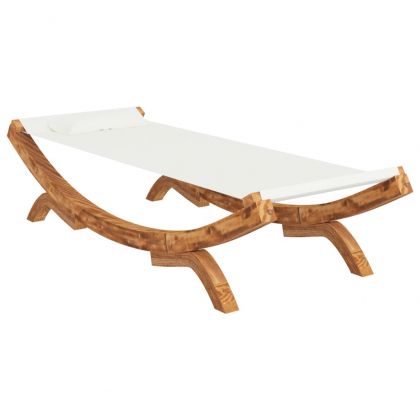 Лаундж легло, 100x188,5x44 см, извито дърво масив, кремав