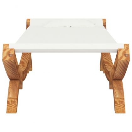 Лаундж легло, 100x188,5x44 см, извито дърво масив, кремав