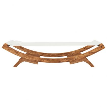 Лаундж легло, 100x188,5x44 см, извито дърво масив, кремав