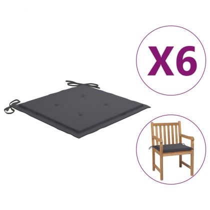 Възглавници за столове 6 бр антрацит 50x50x4 см Оксфорд плат