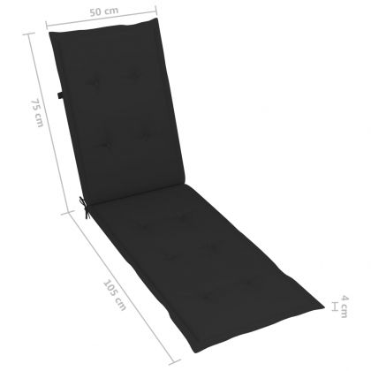 Възглавница за стол шезлонг черна (75+105)x50x4 см