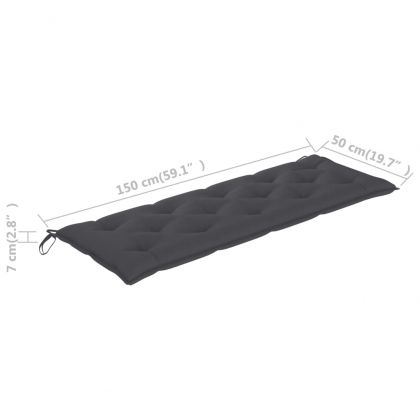 Възглавница за градинска пейка антрацит 150x50x7см оксфорд плат
