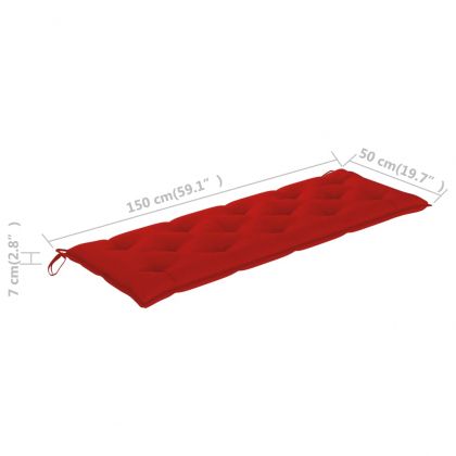 Възглавница за градинска пейка червена 150x50x7 см оксфорд плат