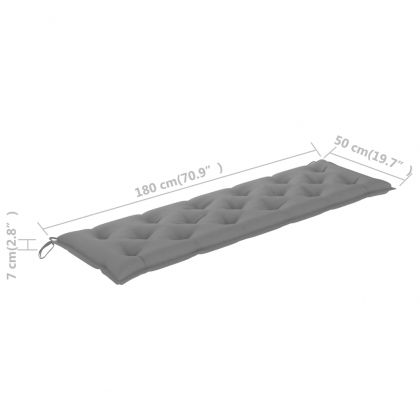 Възглавница за градинска пейка сива 180x50x7 см оксфорд плат