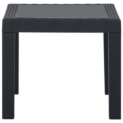 Градински лаундж комплект с възглавници 3 части пластмаса сив