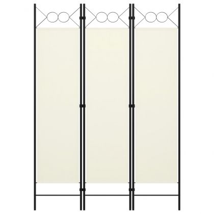 Параван за стая, 3 панела, бял, 120x180 см