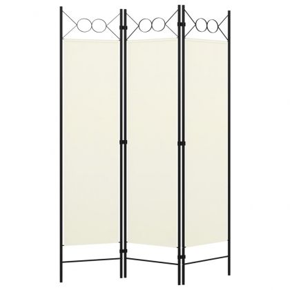 Параван за стая, 3 панела, бял, 120x180 см