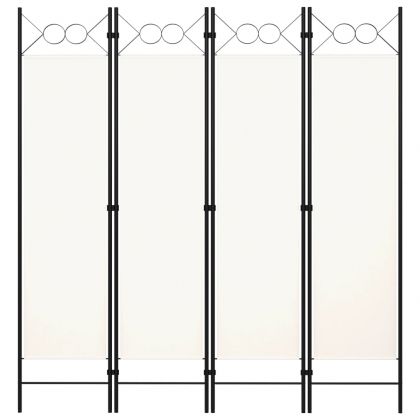 Параван за стая, бял, 4 панела, 160x180 см