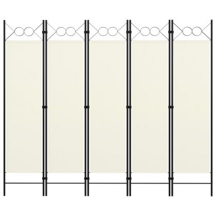 Параван за стая, 5 панела, бял, 200x180 см