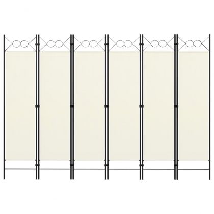 Параван за стая, 6 панела, бял, 240x180 cм