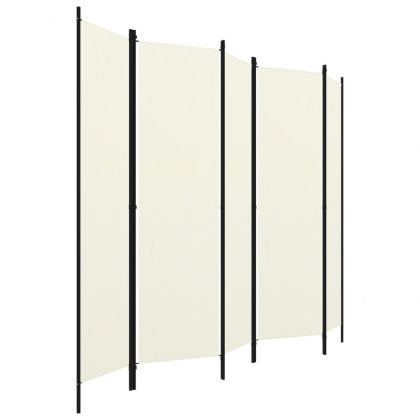 Параван за стая, 5 панела, бял, 250x180 см