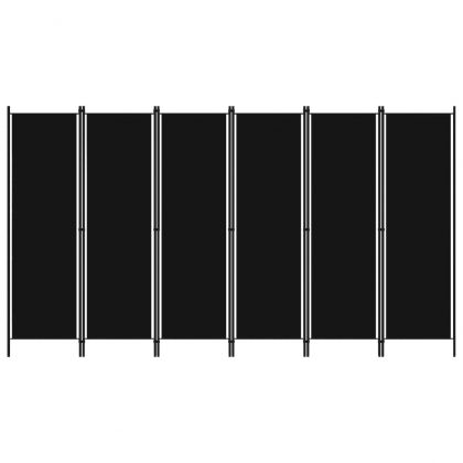 Параван за стая, 6 панела, черен, 300x180 cм