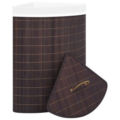 Бамбуков ъглов кош за пране, кафяв, 60 л