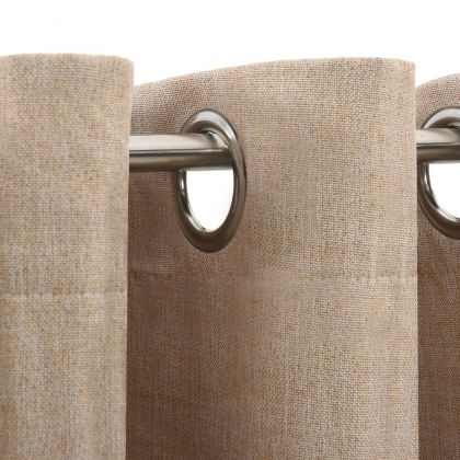Затъмняващи завеси имитация лен с отвори 2 бр бежови 140x225 см